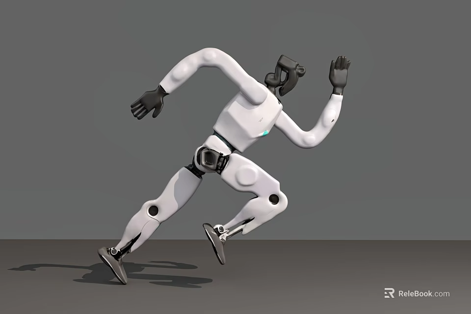 Smart Humanoid Robot Running With White Mechanical Body And Dynamic Movement Design 3d model 