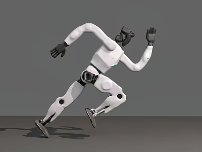 Smart Humanoid Robot Running With White Mechanical Body And Dynamic Movement Design 3d model