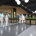 Modern Supermarket Department Store Interior With Spacious Shelves And Various Products
