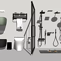 Modern Bathroom Fixture Set With Toilet Towel Rack Shower System And Slippers