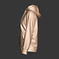 Light Brown Hooded Zip Up Sweatshirt Featuring Front Pocket And Long Sleeves
