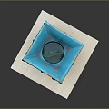 Turquoise Square Bronze Vessel With Sheep Head Decorations On Wooden Base