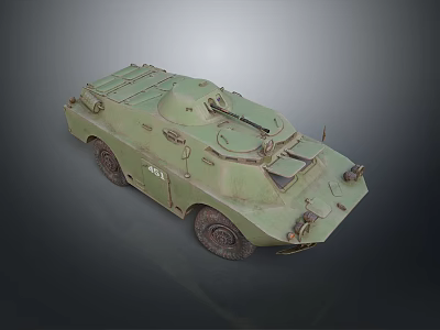 Green Military Wheeled Tank With Turret And Armored Combat Structure Design 3d model
