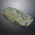 Green Military Wheeled Tank With Turret And Armored Combat Structure Design