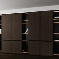 Modern Minimalist Decorative Cabinet With Open Shelves Light Wood Finish And Integrated LED Lighting