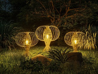 Modern Landscape Lights Bamboo Landscape Lights Garden Lights 3d model