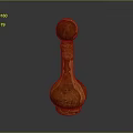 Brown Decorative Bottle With Intricate Carved Design For Home Living Decor