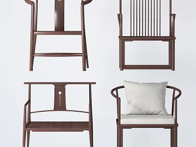 Chinese Style Wooden Leisure Chairs With Various Backrest And Armrest Designs 3d model