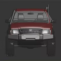 Red Toyota Pickup Truck With Roof Rack Off Road Tires And Open Cargo Bed