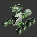 White Sci Fi Robotic Explorer With Sensor Antenna And Spherical Mechanical Creature