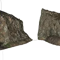Natural Stone and Wood Rock Structures Displaying Cave and Textured Surfaces with Greenery