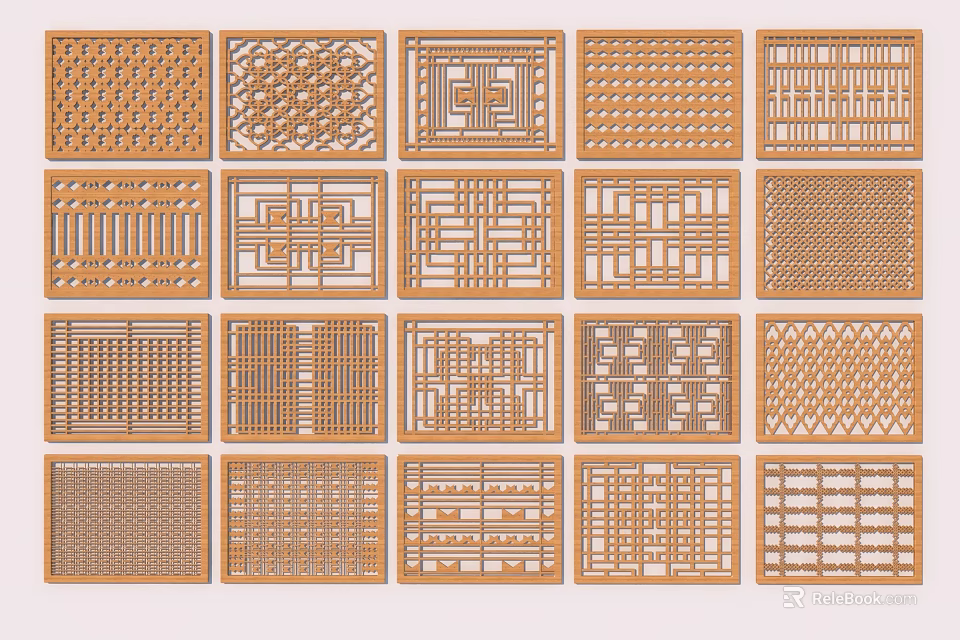 Ornamental Lattice Window Designs With Various Intricate Patterns And Styles 3d model 