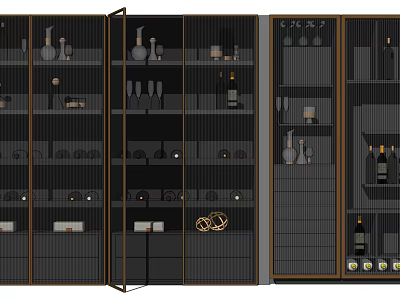 Modern Wine Cabinet With Glass Doors And Tiered Shelves For Wine Storage 3d model