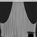 Elegant Black Velvet Curtains With White Sheer And Black Tiebacks For Window Interior