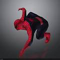 SpiderMan Character In Red And Blue Suit With Web Pattern Crouching Pose