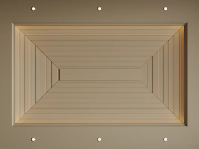 Modern Interior Ceiling Design With Wooden Strips Frame And Recessed Lights 3d model