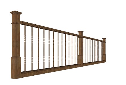 Jane European Wooden Railing 3d model