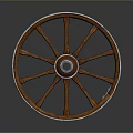 Vintage Wooden Wheel With Metal Rim A Decorative Household Item For Home Use