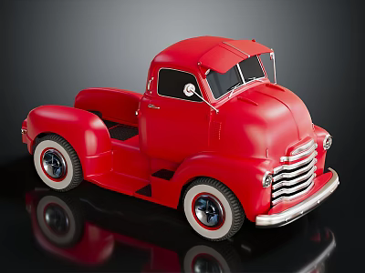 Red Vintage Utility Truck With Classic Design Chrome Accents And White Wall Tires 3d model