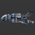 Futuristic Blue And White Passenger Aircraft With Mechanical Fuselage Wings And Cockpit Design