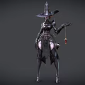 Dark Fantasy Game And Movie Character With Metallic Hat Armored Outfit And Claw Weapon