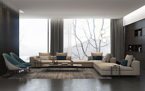 Modern Living Room Living Room Sofa Coffee Table Combination Multiplayer Sofa 3d model