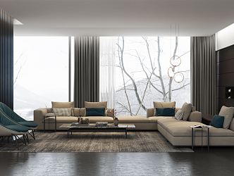 Modern Living Room Living Room Sofa Coffee Table Combination Multiplayer Sofa 3d model