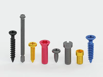Assorted Colorful Hardware Screws With Various Types And Head Designs For Repair 3d model