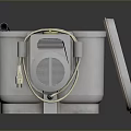 Gray Computer External Hard Drive With Open Lid Connected Cable And Control Panel