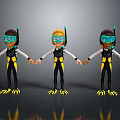 Game Movie Characters In Scuba Gear Holding Hands With Snorkel Masks And Yellow Fins