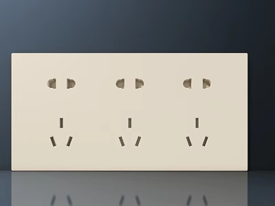 White Switch Panel with Three AC Power Outlets and Modern Sleek Design 3d model