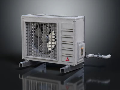 Industrial Air Conditioner Fan With Metal Casing Grille Design Side Vents And Connecting Pipe 3d model