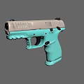 Teal and Light Gray Modern Pistol with Ergonomic Grip and Smooth Finish