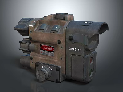 Industrial Mechanical Device D3AL77 With Danger Label And Metal Components 3d model