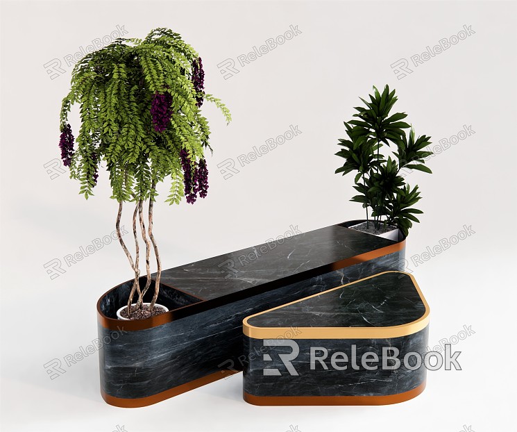 Modern Public Chair Trees Landscape Trees Plant Box Seats Waiting Seats model