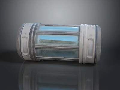 Beautiful Natural Landscape View Through Cylindrical Transparent Metal Frame With Striped Layers 3d model
