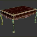 Classic Ornate Dining Table With Red Tabletop And Golden Carved Legs
