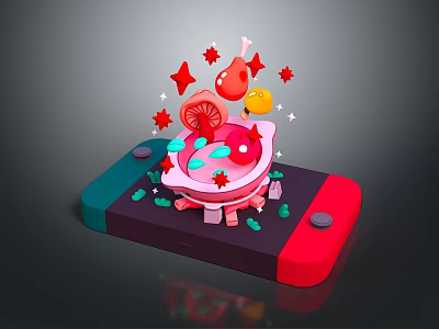 Creative Household Kitchen Decorative Organizer With Food Shaped Ornaments And Star Accents 3d model