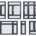 Various Modern Window Designs With Different Frame Styles And Glass Panels 3d model