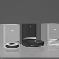 Modern Robotic Vacuum Cleaners With Charging Docks In White And Black