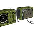 Vintage Green Electronic Device With Knobs Handles And Grille Design 3d model