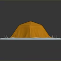 Orange Pyramid Shaped Tent With White Circular Base And Support Poles 3d model