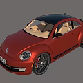 Red Volkswagen Beetle Car With Black Roof And Beige Interior Alloy Wheels