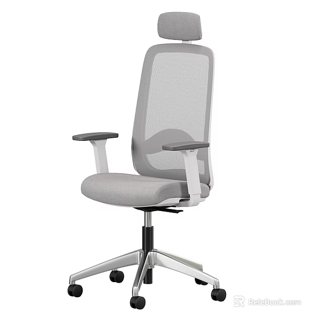 Ergonomic Gray Mesh Office Chair With Adjustable Arms And Swivel Base Design 3d model 