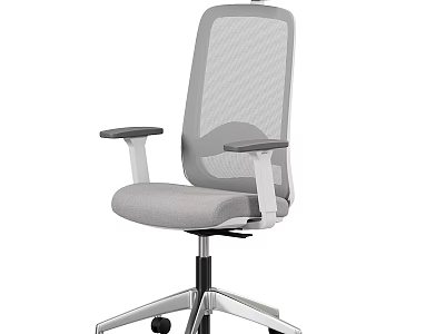 Ergonomic Gray Mesh Office Chair With Adjustable Arms And Swivel Base Design 3d model
