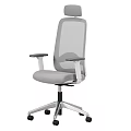 Ergonomic Gray Mesh Office Chair With Adjustable Arms And Swivel Base Design