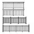 Various Decorative Railing Designs with Vertical Bars Top Rails and Sturdy Posts 3d model