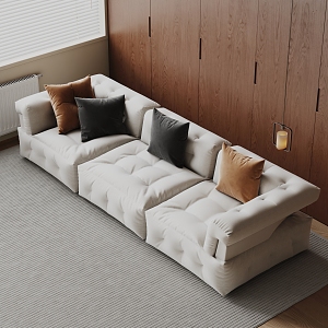 Modern three-seat sofa multiplayer sofa 3d model