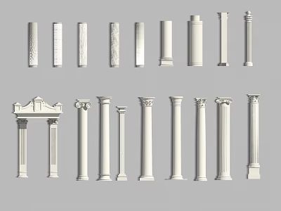Various Architectural Columns Featuring Classical And Modern Designs With Intricate Details 3d model