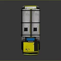 Toy Yellow Volvo Tanker Truck with Black Parts and Large Wheels on Reflective Surface